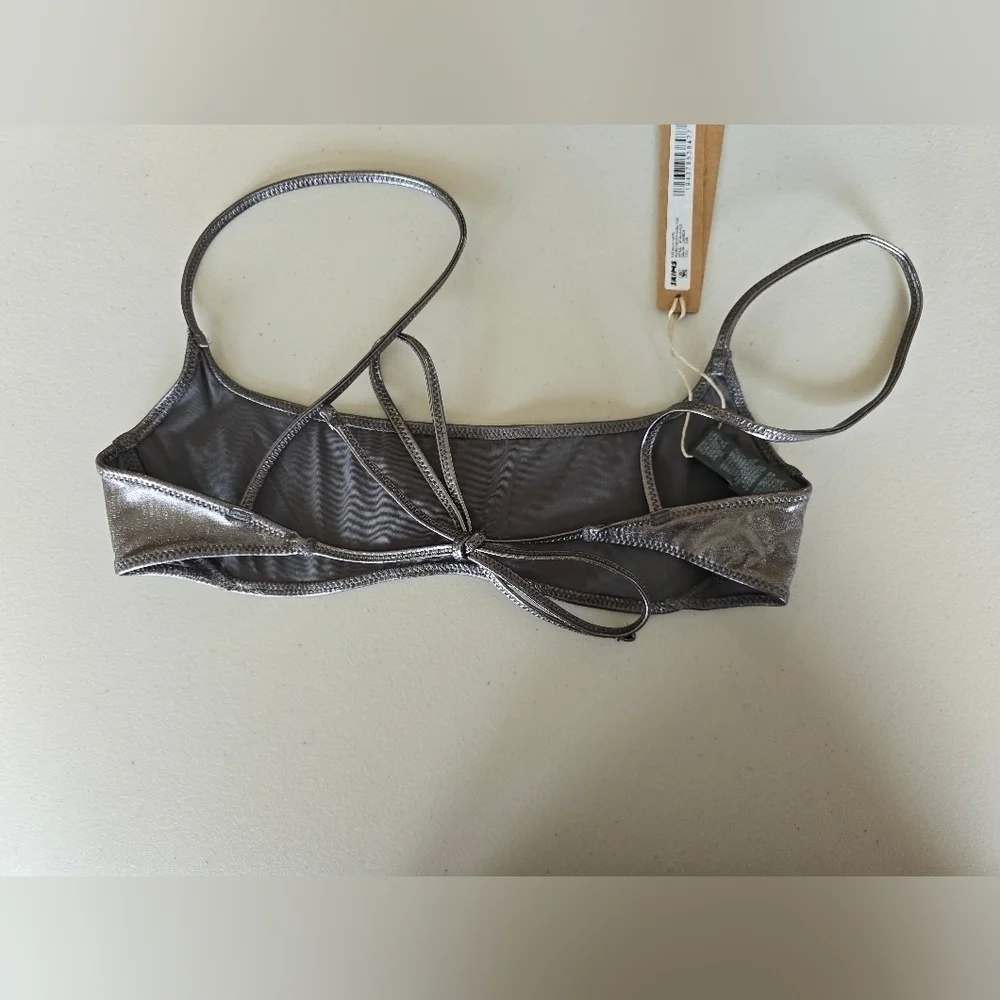 NWT Skims Micro Scoop Bikini Top Metallic Swim Women's Sz XXS.
